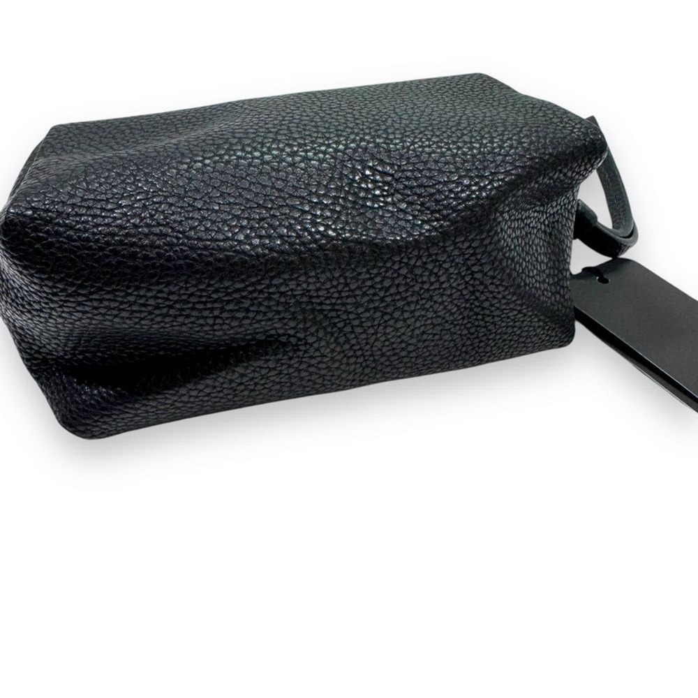 NWT Armani Exchange Toiletry Black Pebbled Leather Bag Wristlet Mens Unisex - Picture 6 of 13
